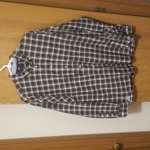 TOMMY HILFIGER SMALL MEN'S PLAID BLACK WHITE LONG SLEEVE BUTTON DOWN SHIRT